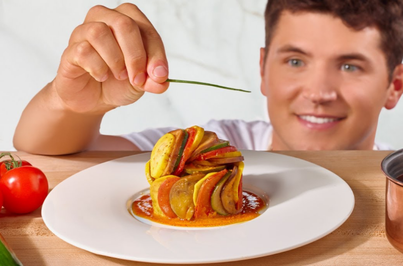 Traditional Ratatouille with Roasted Pepper Sauce